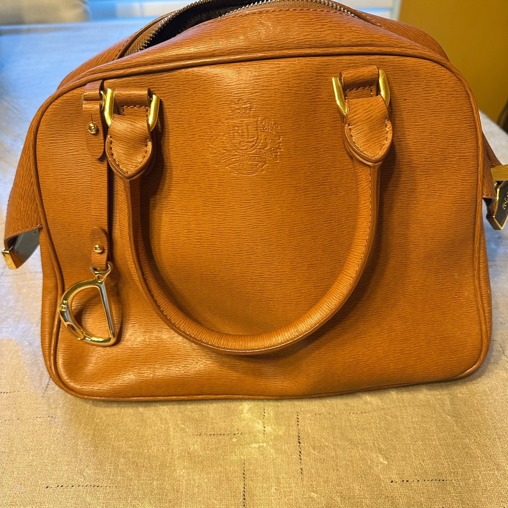 Lauren Ralph Lauren Tan and Gold Handbag